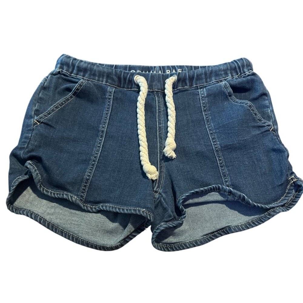 Gemma Rae Denim Drawstring‎ Shorts W/ Pockets & Elastic Waist Womens 26"